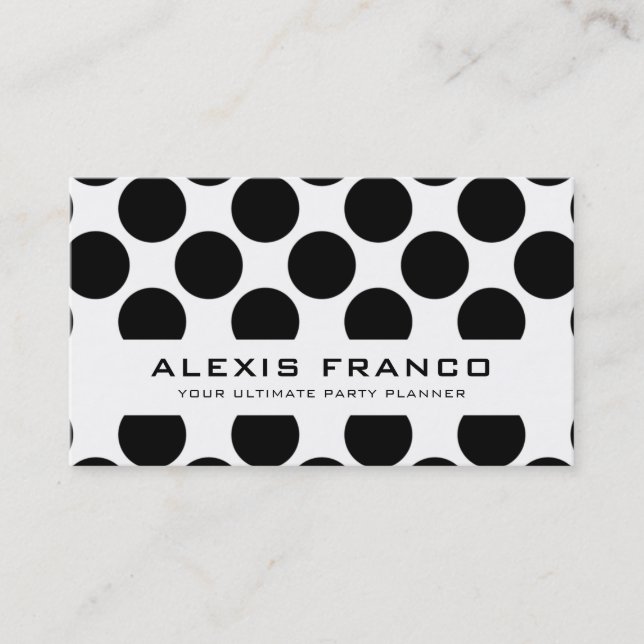 De Visite CARTE SIMPLE gras pois mignon noir blanc (Devant)