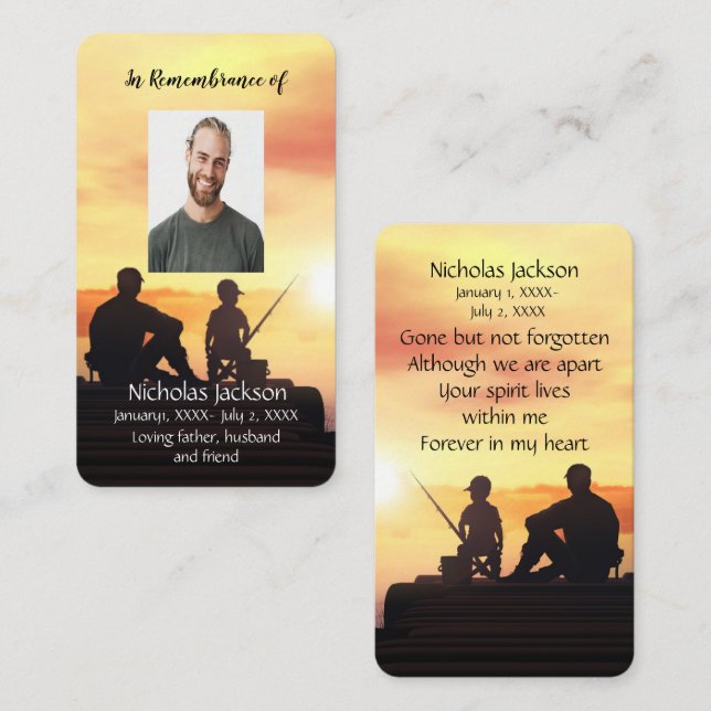 De Visite Carte souvenir Père Son Pêcheur Pêcheur Pêcheur (Devant / Derrière)