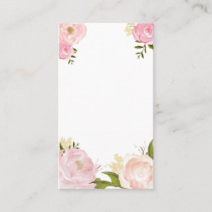 De Visite Carte Verticale blanche à fleurs d'aquarelle rose