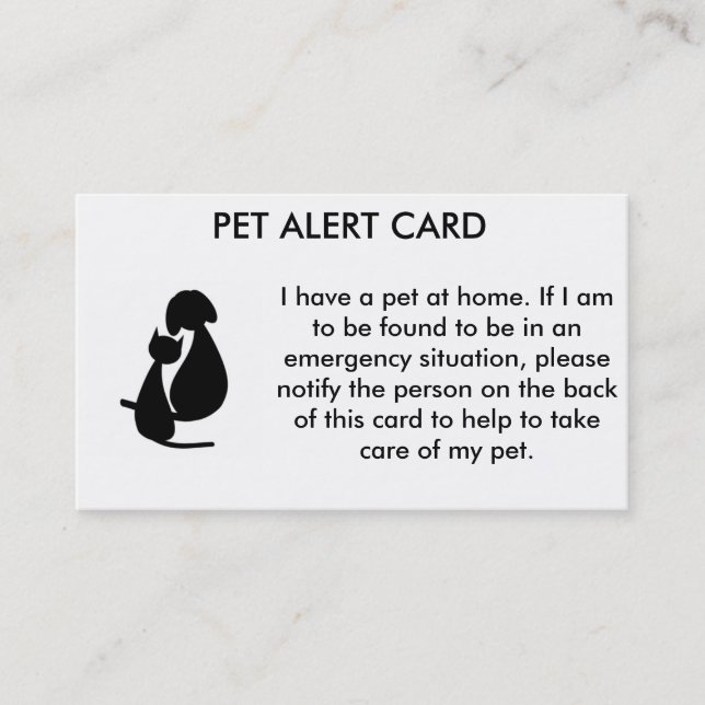 De Visite Carte vigilante d'animal familier (Devant)