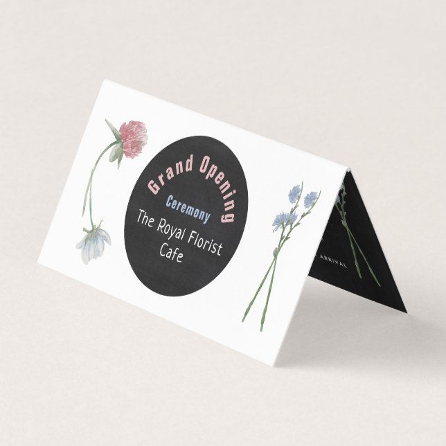 De Visite Carte Wild Floral Chalkboard Grand ouverture (Devant)