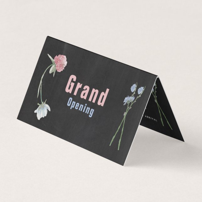 De Visite Carte Wild Floral Chalkboard Grand ouverture (Devant)
