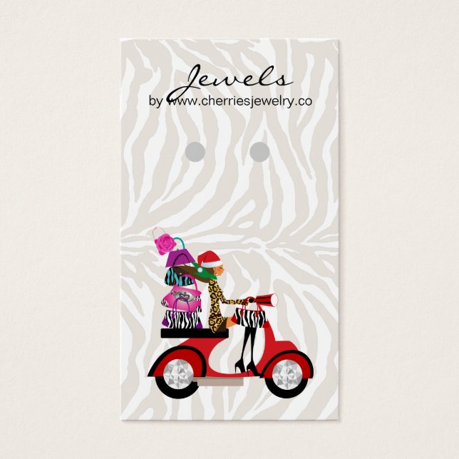 De Visite Cartes d'affichage à oreilles joaillerie Zebra Bow (Devant)