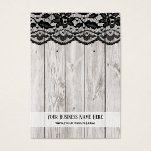 De Visite Cartes d'affichage en bois gris dentelle noire
