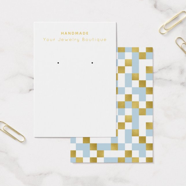 De Visite Cartes d'affichage Mod Blue Gold Checkerboard (Bureau)