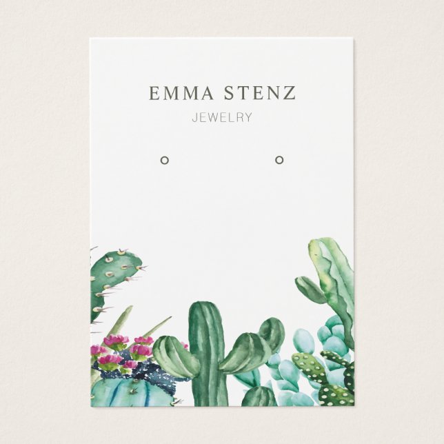 De Visite Cartes d'affichage pour bijoux à oreilles ・ Cactus (Devant)
