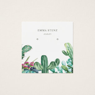 De Visite Cartes d'affichage pour bijoux à oreilles ・ Cactus