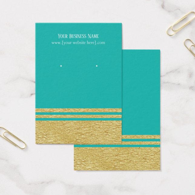 De Visite Cartes d'affichage turquoise Blue Luxe Faux Gold (Bureau)