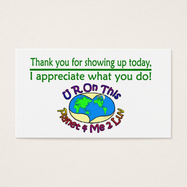 De Visite Cartes d'Appréciation Changer cette planète (Devant)