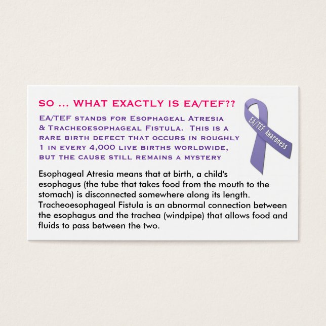 De Visite Cartes d'éducation EA/TEF (Devant)