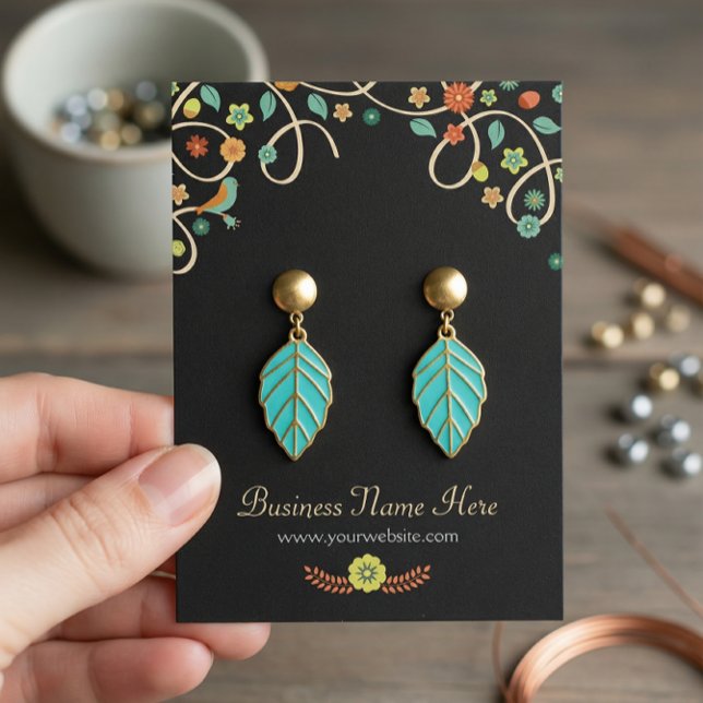 De Visite Cartes d'oreille florale foncées (Créateur téléchargé)