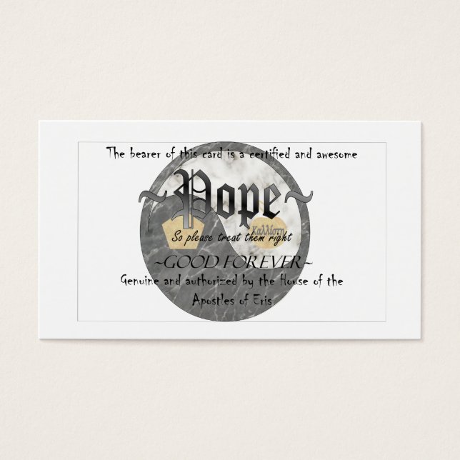 De Visite Cartes Pope Discordiennes (Devant)