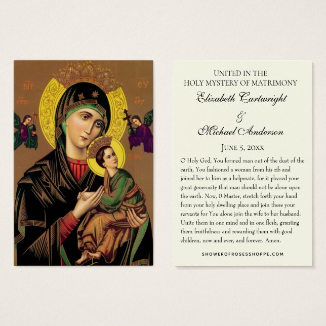 De Visite Cartes saintes Mariages byzantines orthodoxes (Devant & derrière)