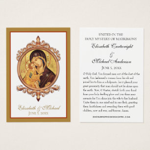 De Visite Cartes saintes Mariages byzantines orthodoxes