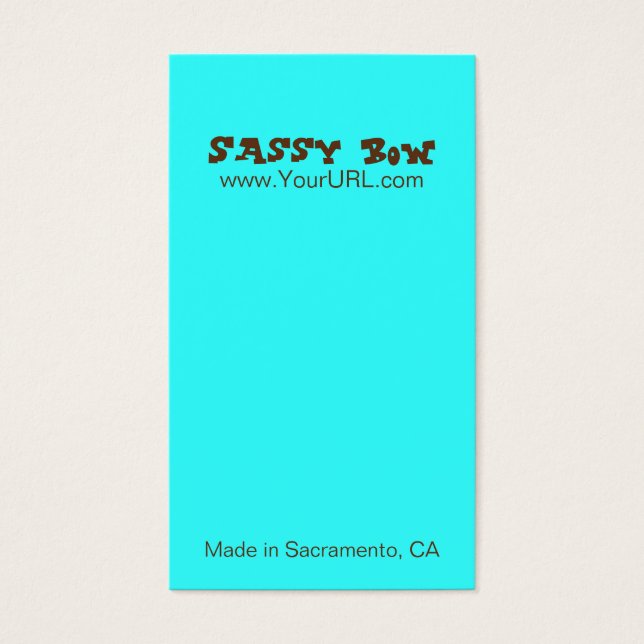 De Visite Cartes Sassy Bow Blue & Turquoise Bow (Devant)