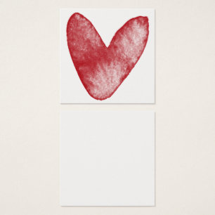 De Visite Cartes simples, rouges, aquarelle Coeur 15