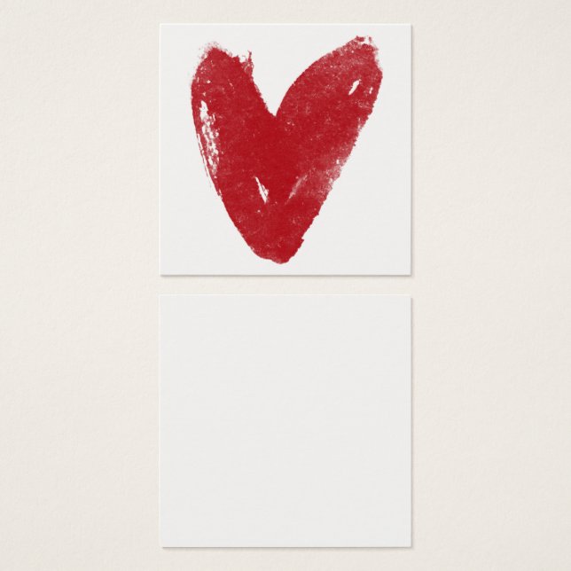 De Visite Cartes simples, rouges, aquarelle Coeur 7 Wee (Devant & derrière)