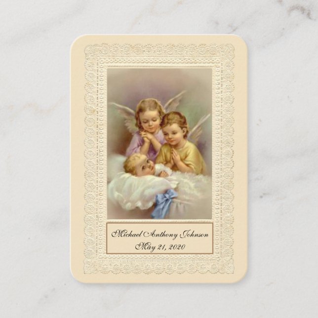 De Visite Catholique Baby Boy Baptismal Souvenir Carte Saint (Devant)