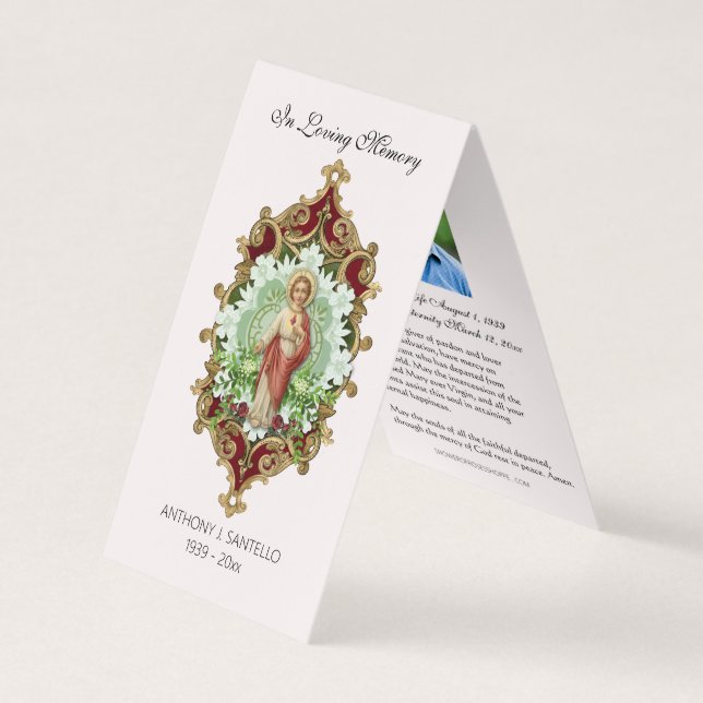 De Visite Catholique Funérailles Jésus Prière Carte Sainte (Devant)