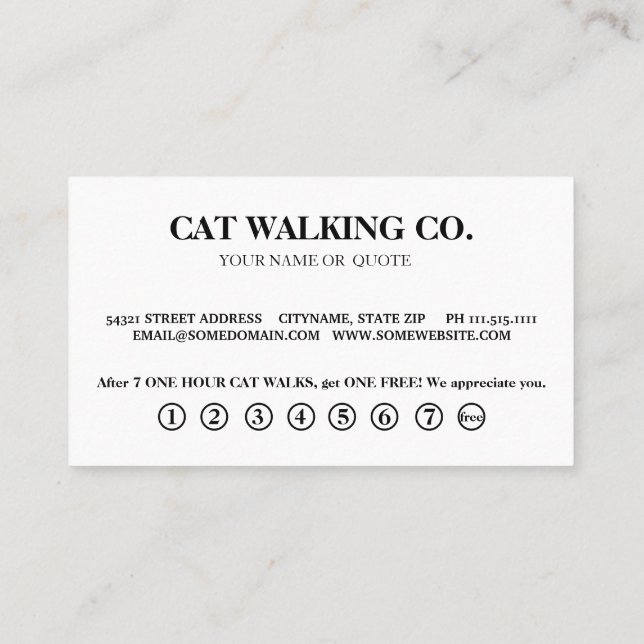 De Visite Chats modernes. carte punch fidélité (Dos)
