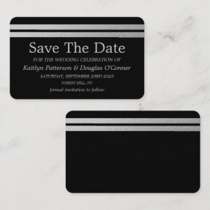 De Visite Chic Silver Foil Stripes Enregistrer La Carte Date