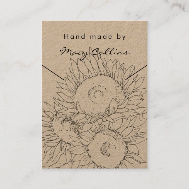 De Visite Collier bijoux carte d'affichage avec tournesol (Devant)