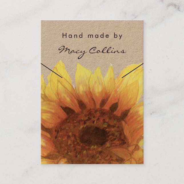 De Visite Collier bijoux carte d'affichage tournesol rustiqu (Devant)