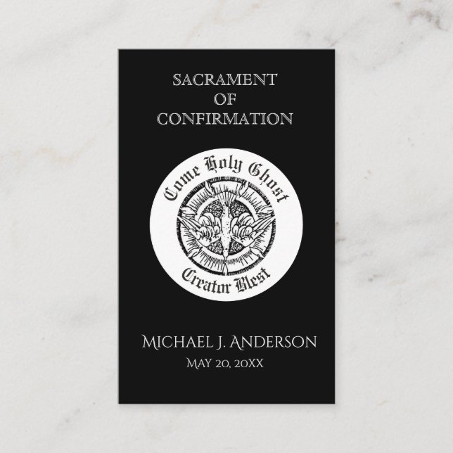 De Visite Confirmation du sacrement B&W Dove Elégante Carte  (Devant)