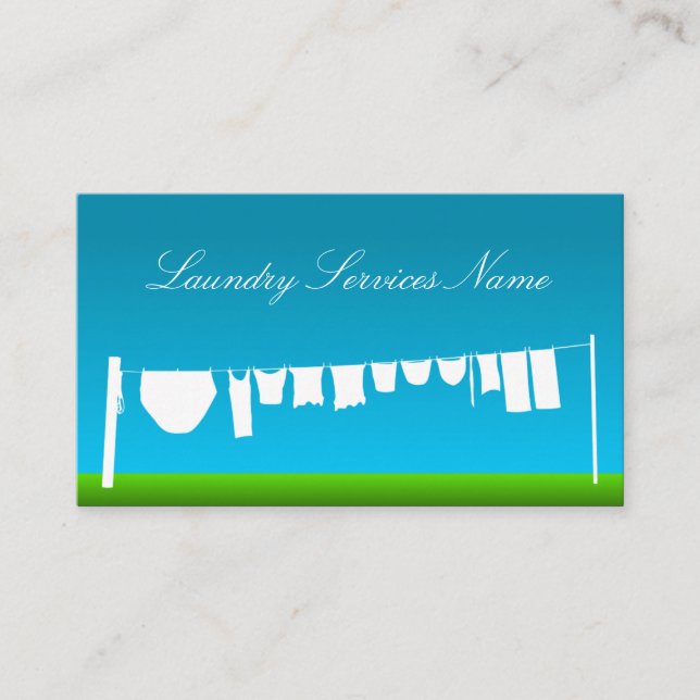 De Visite Cool Blue and Green Blanchisserie Services Carte d (Devant)