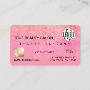 De Visite Coral Bubblegum Sequin Parties scintillant Carte d