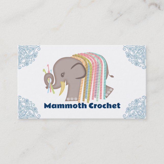 De Visite Crochet crochets fil éléphant carte mammouth laine (Devant)