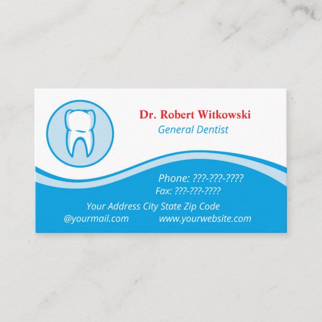 De Visite Dentist Dentist Tooth Logo Bureau dentaire Carte d (Devant)