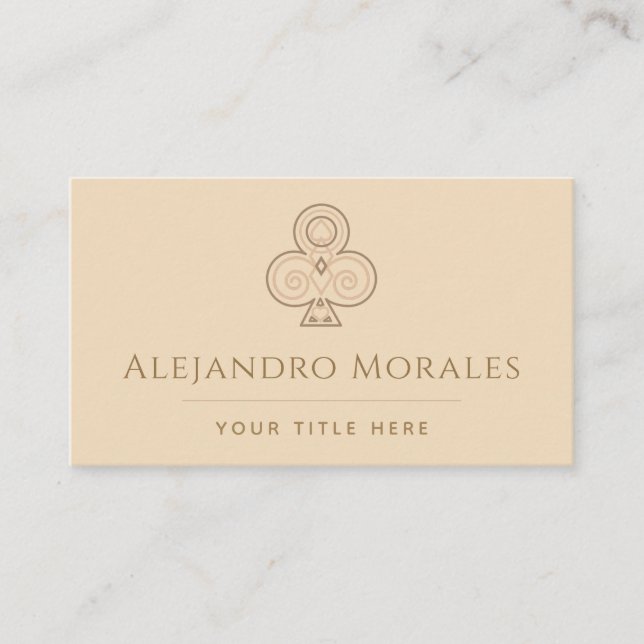 De Visite Elégant Club Logo Carte Jeu Casino Thème Beige (Devant)