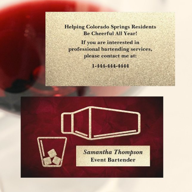 De Visite Elegant Gold Parties scintillant Bartender Carte d (Créateur téléchargé)