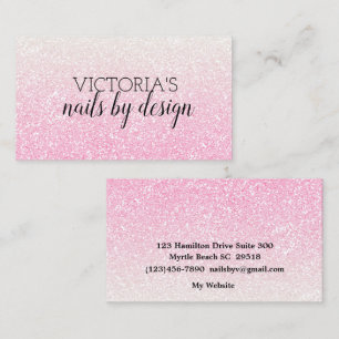 De Visite Élégant Nail Tech Parties scintillant rose Carte d