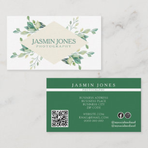 De Visite Élégante carte botanique vert sauge