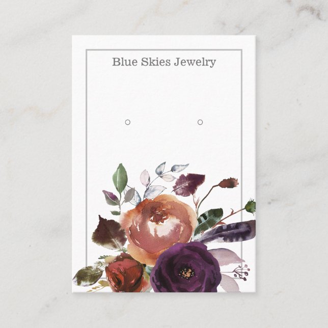 De Visite Élégante carte d'affichage à oreilles florales (Devant)