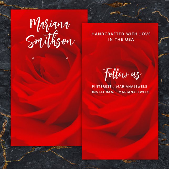 De Visite Élégante carte d'affichage romantique Rose rouge (Créateur téléchargé)