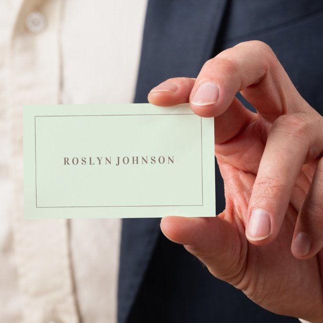 De Visite Élégante carte moderne vert sauge clair (Elegant Modern Light Sage Green Business Card)