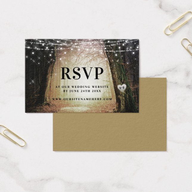 De Visite Evermore | Cartes d'insertion RSVP en or forestier (Bureau)