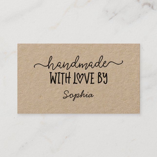 De Visite Fabriqué à la main avec l'amour Carte personnalisé (Devant)