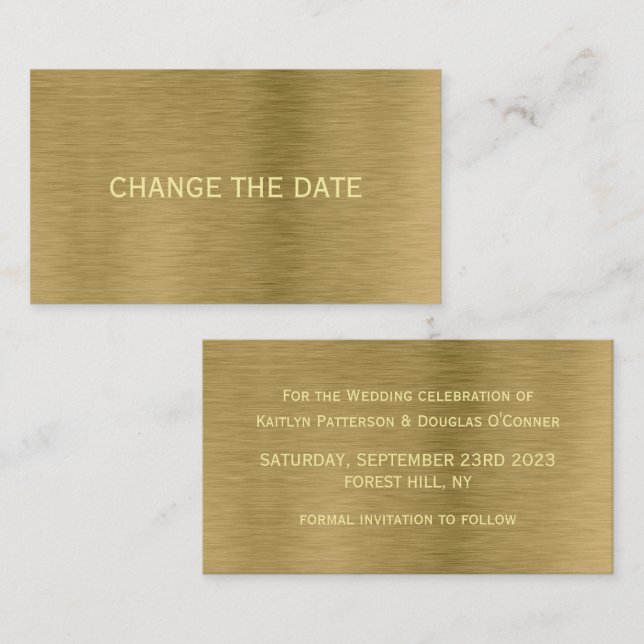 De Visite Faux Gold Metal Texture Modifier La Carte Date (Devant / Derrière)