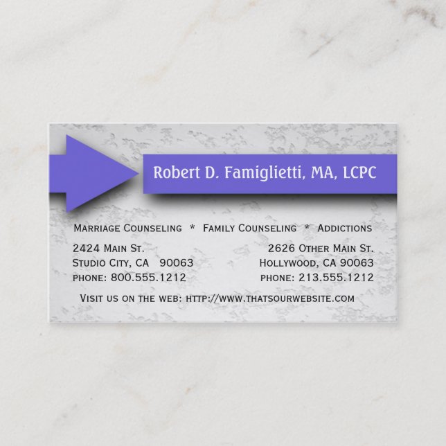 De Visite Flèche pourpre conseillant la carte d'entreprise (Devant)