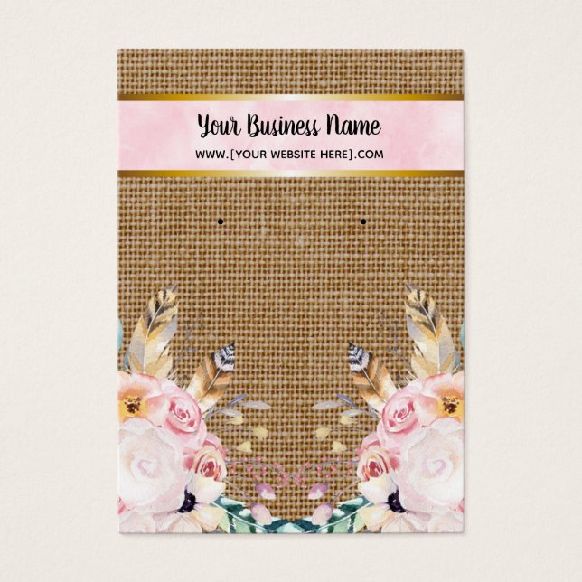 De Visite Fleurs Burlap Roses Boho Elevage Cartes d'affichag (Devant)