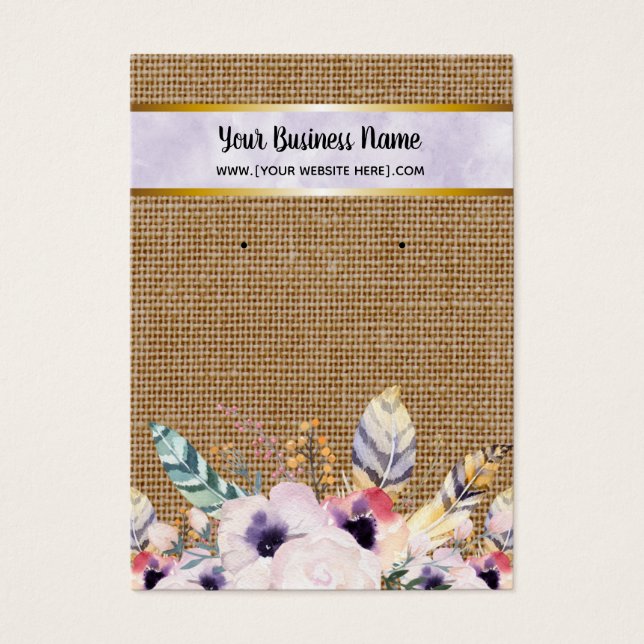 De Visite Fleurs Burlap Violet Boho Elevage Cartes d'afficha (Devant)
