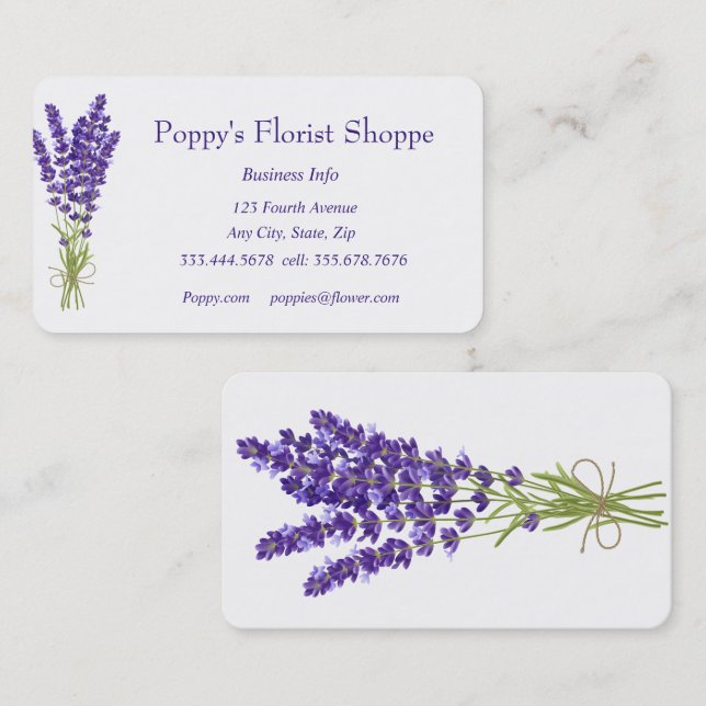 De Visite Fleurs fleuristes Lavender Plantes Boutique Carte  (Devant / Derrière)