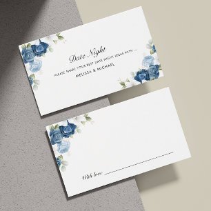 De Visite Floral Dusty Blue Mariage Date Nuits Cartes à boca