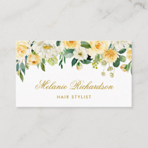 De Visite Floral Hair Styliste Rendez-vous Carte Jaune Or