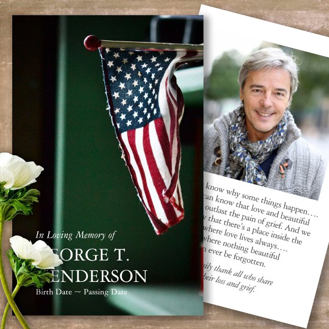 De Visite Funérailles American Flag Perdre la prière Cartes  (military sympathy card, military prayer cards, funeral prayer card, death, military funeral cards, c)