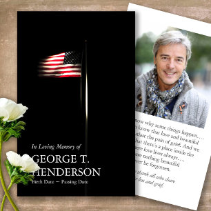 De Visite Funérailles American Flag Prière Sympathy Cartes